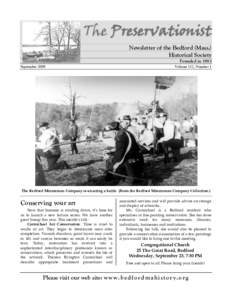 The Preservationist Newsletter of the Bedford (Mass.) Historical Society Founded in 1893 September 2009