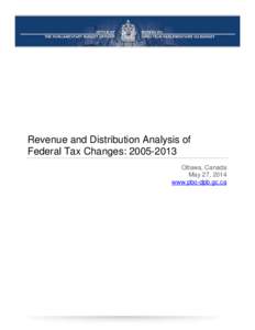 Revenue and Distribution Analysis of Federal Tax Changes: Ottawa, Canada May 27, 2014 www.pbo-dpb.gc.ca
