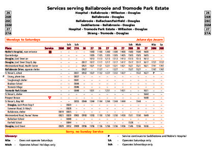 Services serving Ballabrooie and Tromode Park Estate 26 26B 26C 26M 27