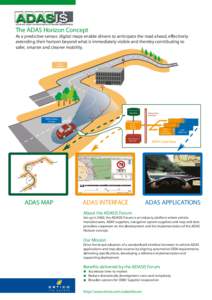 The ADAS Horizon Concept  As a predictive sensor, digital maps enable drivers to anticipate the road ahead, effectively extending their horizon beyond what is immediately visible and thereby contributing to safer, smarte