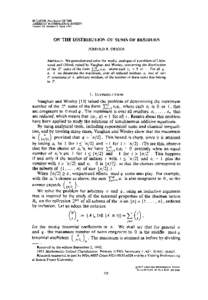BULLETIN (New Series) OF THE AMERICANMATHEMATICALSOCIETY Volume 28, Number 2, April 1993 ON THE DISTRIBUTION OF SUMS OF RESIDUES JERROLD r. GRIGGS