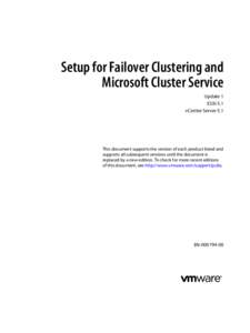 Setup for Failover Clustering and Microsoft Cluster Service Update 1 ESXi 5.1 vCenter Server 5.1