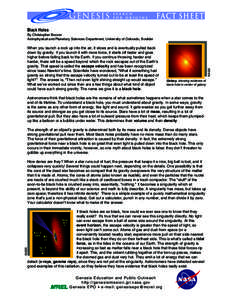 Black Holes  When you launch a rock up into the air, it slows and is eventually pulled back down by gravity. If you launch it with more force, it starts off faster and goes higher before falling back to the Earth. If you