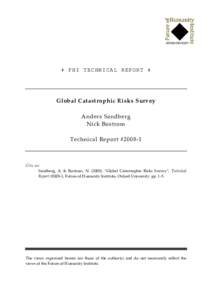  FHI TECHNICAL REPORT   Global Catastrophic Risks Survey Anders Sandberg Nick Bostrom Technical Report #2008-1