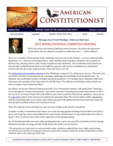 MARCH 2015 VISIT OUR WEBSITE OFFICIAL VOICE OF THE CONSTITUTION PARTY SUBSCRIBE