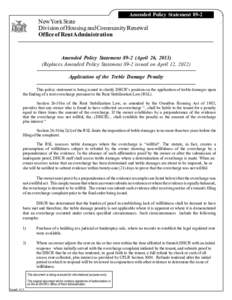 Amended Policy StatementNew York State Division of Housing and Community Renewal Office of Rent Administration
