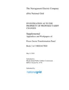The Narragansett Electric Company d/b/a National Grid INVESTIGATION AS TO THE PROPRIETY OF PROPOSED TARIFF CHANGES