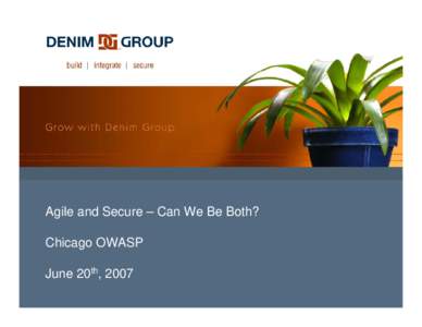 Microsoft PowerPoint - DenimGroup_AgileAndSecure_ChicagoOWASP_20070620.ppt [Compatibility Mode]