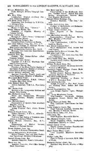 456 SUPPLEMENT TO THE LONDON GAZETTE, 8 JANUARY, 3919. William Hibberdine, Esq. Mrs. Mary Lees Kay.