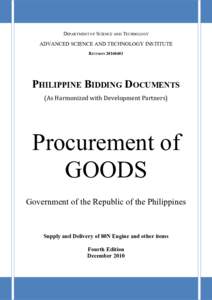 DEPARTMENT OF SCIENCE AND TECHNOLOGY  ADVANCED SCIENCE AND TECHNOLOGY INSTITUTE REVISIONPHILIPPINE BIDDING DOCUMENTS