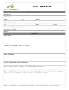 Dwell with Dignity Agency Application