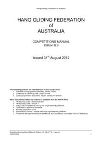 Hang Gliding Federation of Australia  HANG GLIDING FEDERATION of AUSTRALIA COMPETITIONS MANUAL