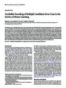 9880 • The Journal of Neuroscience, July 23, 2014 • 34(30):9880 –9890  Systems/Circuits Cerebellar Encoding of Multiple Candidate Error Cues in the Service of Motor Learning