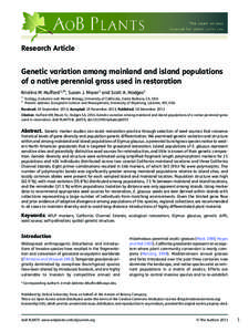Research Article  Genetic variation among mainland and island populations