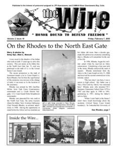 Published in the interest of personnel assigned to JTF-Guantanamo and COMNAV Base Guantanamo Bay, Cuba.  “ Honor Bound to Defend Freedom ” Friday, February 7, 2003  Volume 3, Issue 10