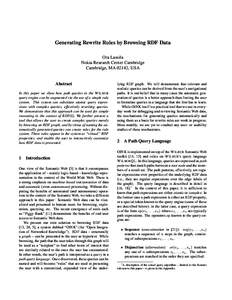 Generating Rewrite Rules by Browsing RDF Data Ora Lassila Nokia Research Center Cambridge Cambridge, MA 02142, USA  Abstract