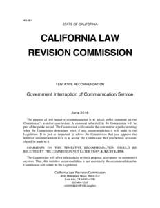 #G-301  STATE OF CALIFORNIA CALIFORNIA LAW REVISION COMMISSION
