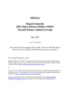 2013 MSO SAG-2 Report Outline (draft 11Apr07)