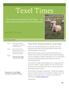 Texel Times The newsletter featuring Texel Sheep – the breed with exceptional muscle development June 2012, v.8, no.7
