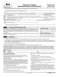 W-9  Form (Rev. DecemberDepartment of the Treasury Internal Revenue Service