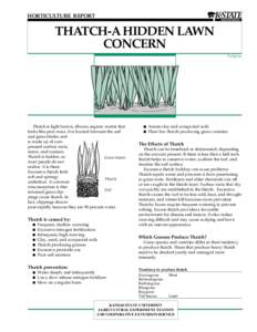 HORTICULTURE REPORT  THATCH-A HIDDEN LAWN CONCERN Turfgrass