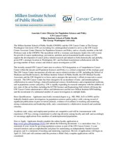 Cancer Center  Associate Center Director for Population Sciences and Policy GW Cancer Center Milken Institute School of Public Health The George Washington University