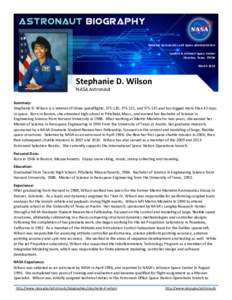 National Aeronautics and Space Administration Lyndon B. Johnson Space Center Houston, TexasMarchStephanie D. Wilson