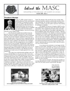 behind the  MASC NEWSLETTER OF THE MEDALLIC ART SOCIETY OF CANADA October 2001, Issue 1