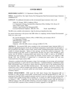 DOE/EIS-0279; Savannah River Site Spent Nuclear Fuel Management Final Environmental Impact Statement (March 2000)