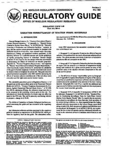 Regulatory GuideTask MERevision 2 Radiation Embrittlement of Reactor Vessel Materials