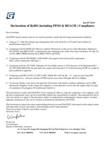 Microsoft Word - Declaration of RoHS _including PFOS & REACH _ Compliance144.docx