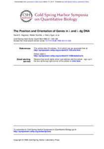 Downloaded from symposium.cshlp.org on March 13, [removed]Published by Cold Spring Harbor Laboratory Press  The Position and Orientation of Genes in λ and λ dg DNA David S. Hogness, Walter Doerfler, J. Barry Egan, et al.