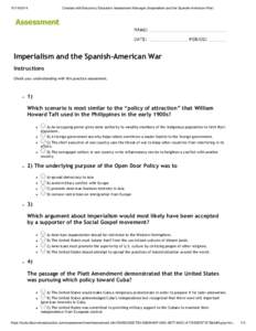 [removed]Created with Discovery Education Assessment Manager (Imperialism and the Spanish-American War) Assessment