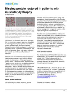Missing protein restored in patients with muscular dystrophy