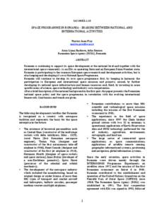 IAC‐08‐E3.1.10    SPACE PROGRAMME IN ROMANIA ‐ SHARING BETWEEN NATIONAL AND  INTERNATIONAL ACTIVITIES   