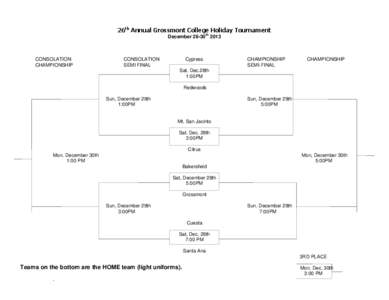 26th Annual Grossmont College Holiday Tournament th December[removed]CONSOLATION