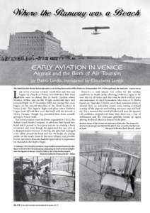 Where the Runway was a Beach  EARLY AVIATION IN VENICE Airmail and the Birth of Air Tourism  by Pietro Lando, translated by Elisabetta Lando