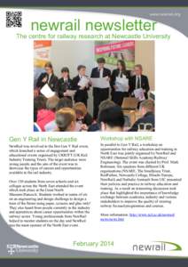 newrail newsletter The centre for railway research at Newcastle University Gen Y Rail in Newcastle NewRail was involved in the first Gen Y Rail event,