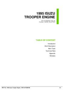 1995 ISUZU TROOPER ENGINE PDF-61ITE6IPUB | Page: 28 File Size 1,136 KB | 25 Jan, 2016  TABLE OF CONTENT