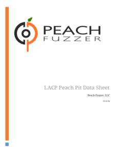 LACP Peach Pit Data Sheet Peach Fuzzer, LLC v3.6.94 Copyright © 2015 Peach Fuzzer, LLC. All rights reserved. This document may not be distributed or used for commercial purposes without