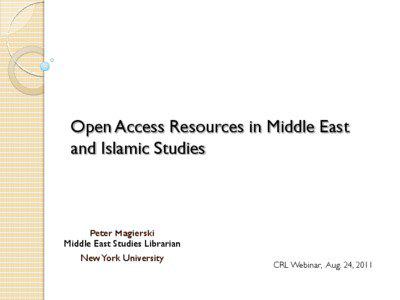 Open Access Resources in Middle East and Islamic Studies