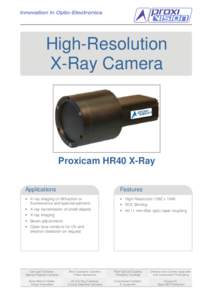 High-Resolution X-Ray Camera Proxicam HR40 X-Ray Applications