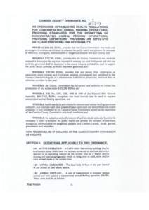 CAMDEN COUNTY ORDINANCE NO. 2/D-),3 -9J AN ORDINANCE ESTABLISHING HEALTH REGULATIONS FOR CONCENTRATED ANIMAL FEEDING OPERATIONS; PROVIDING STANDARDS FOR THE PERMITTING OF CONCENTRATED ANIMAL FEEDING OPERATIONS ; PROVIDIN