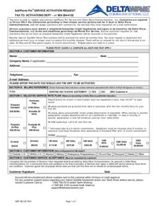 Iridium Service Activation Request Form