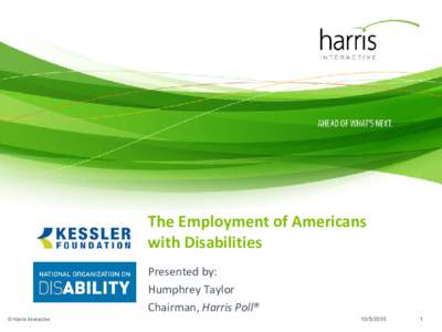 The Employment of Americans with Disabilities Presented by: Humphrey Taylor Chairman, Harris Poll® © Harris Interactive