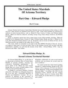 WWHA Journal – AprilThe United States Marshals Of Arizona Territory Part One – Edward Phelps Roy B. Young