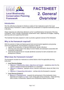 Local Biodiversity Conservation Planning Framework FACTSHEET 2. General