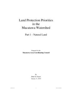 Land Protection Priorities in the Macatawa Watershed Part 1 - Natural Land  Prepared for the