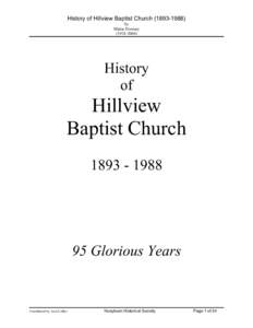History of Hillview Baptist Church[removed]by Mattie Downey[removed]History