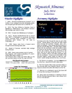 Skywatch Almanac July 2014 by Mark Breen Weather Highlights